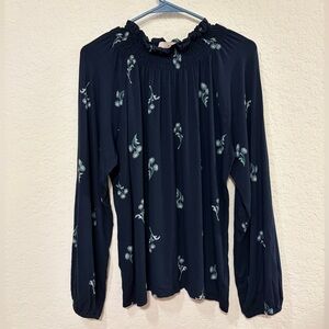 Loft Outlet Navy Blue Floral Women's Top